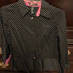 Black polka dots peplum bottom down top